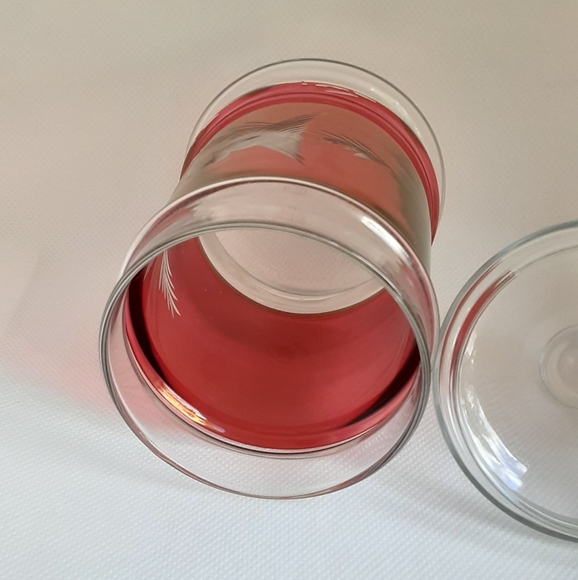 Vintage Etched Cranberry Flash Glass Jar Doves Birds - Picture 7 of 12